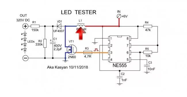 Прибор своими руками схема LED TESTER. Прибор для проверки светодиодов своими руками Circuitos impresos, Di