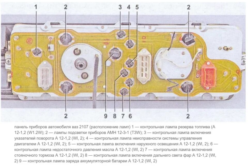 Приборная панель ваз 2105 схема 5. Свет. Приборная панель, плафоны. Какие лампы поставить в фары? - Lada 210740,