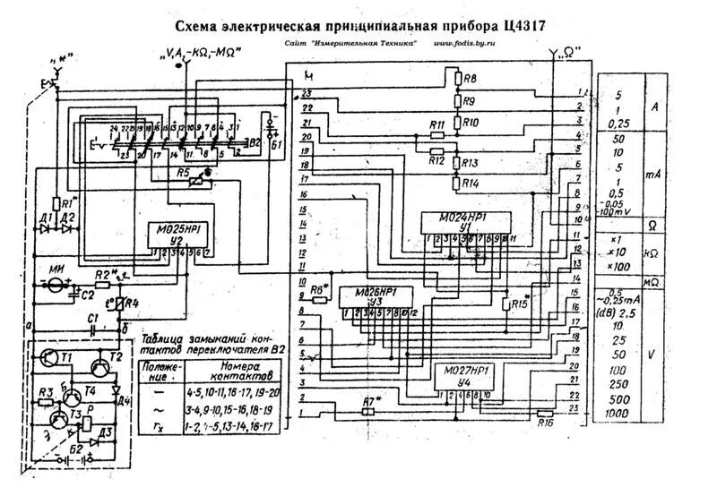 Приборы схемы электрические принципиальные Ответы Mail.ru: Вопрос про тестер Ц 4317, см схему, что у меня могло сгореть, ес