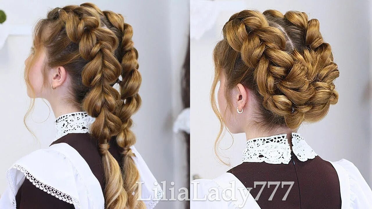 Прическа 1 сентября длинные волосы ПРИЧЕСКИ В ШКОЛУ НА 1 СЕНТЯБРЯ.КОСЫ.Braided Back To School - YouTube Прически, П