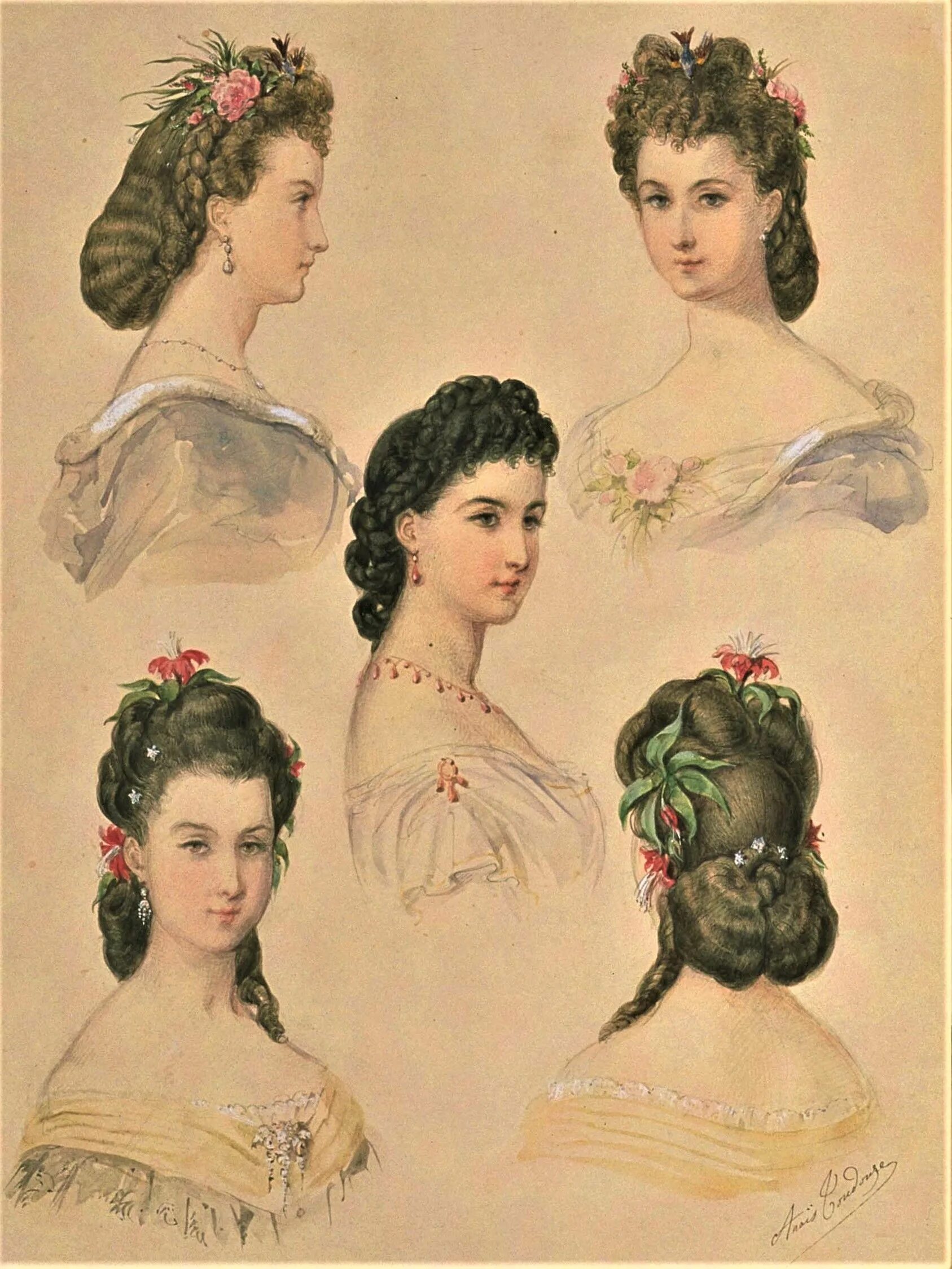 Прическа 19 века женская легкая La Mode Illustree - 1864 Victorian era fashion, Historical hairstyles, Victorian