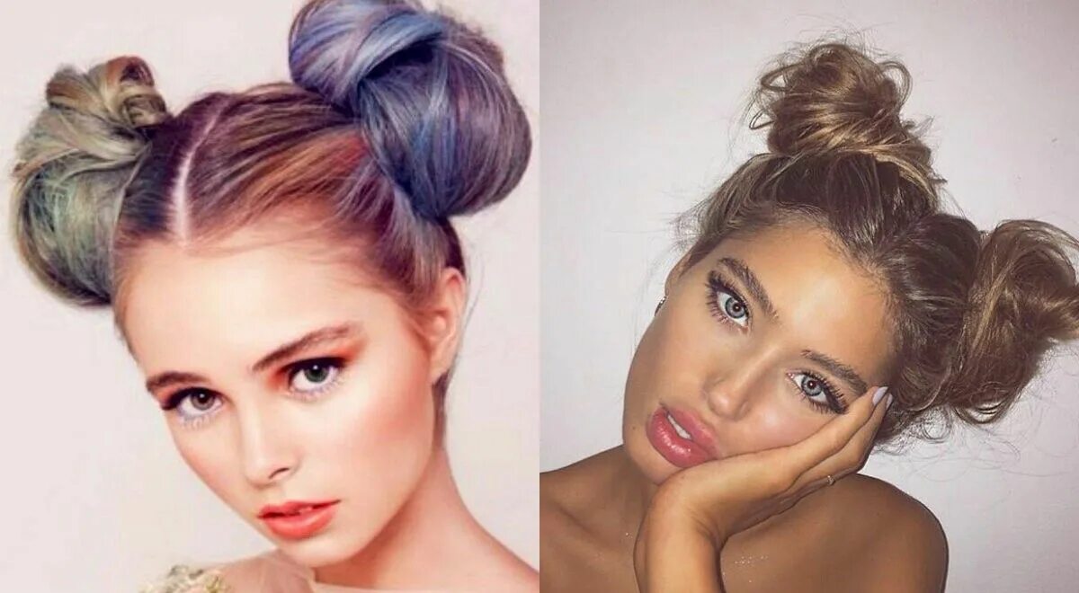 Прическа 2 Pin by Ursula Payano on Cute Hair Bun Bun hairstyles, Front hair styles, Two bun