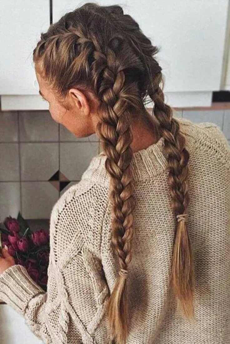 Прическа 2 косички braided hairstyles easy #braided #hairstyles  braided hairstyles + braided hair