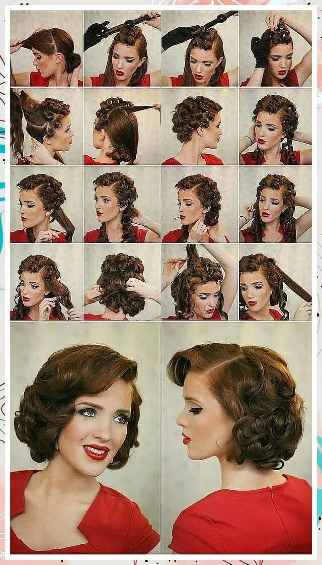 Прическа 40 годов на длинные волосы Amazon.com: Hair Care / Christmas Hair 1950s hair tutorial, 1950s hairstyles for