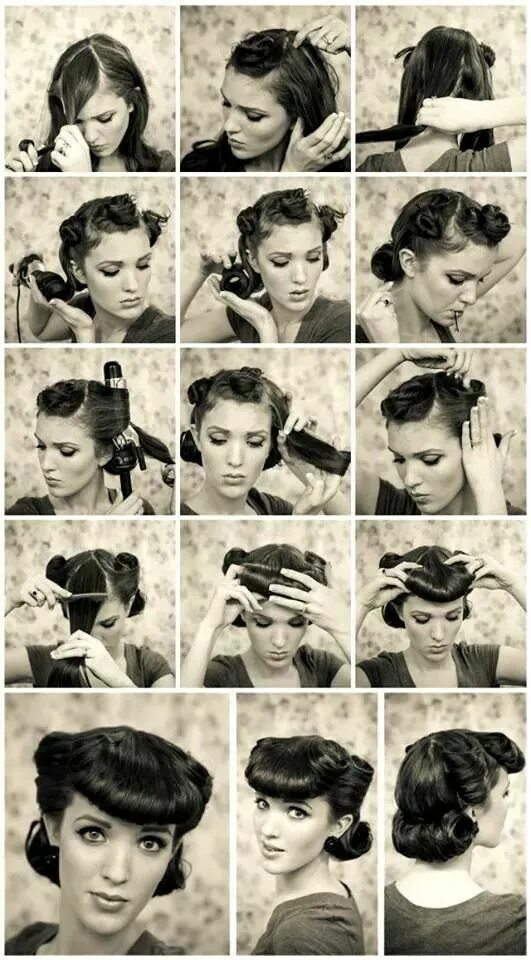 Прическа 40 х годов как сделать Vintage hairstyles tutorial, Vintage hairstyles, Rockabilly hair