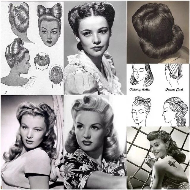 Прическа 40х женская Pin by Josie Guevara-Torres on 40s 1940s hairstyles, Vintage hairstyles, Retro u