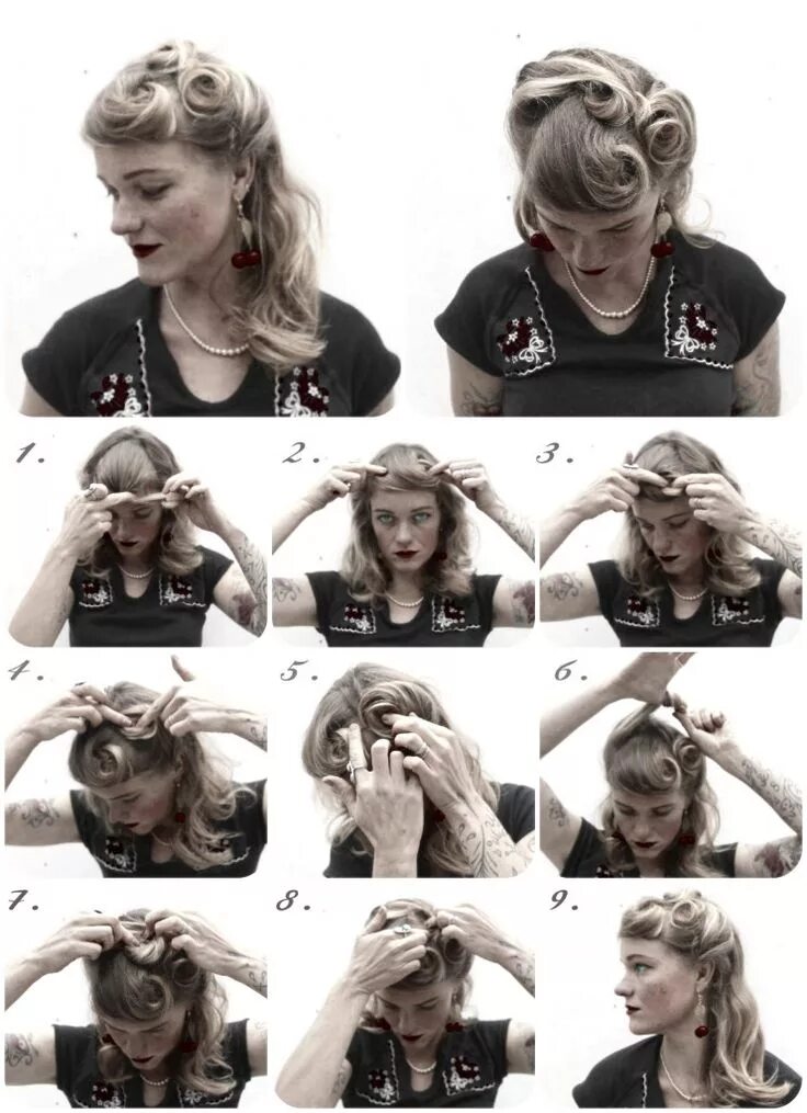 Прическа 50 годов своими руками DIY Hair Friday. 4 Holiday ready 1940's inspired hairstyles. Rockabilly hair, 19