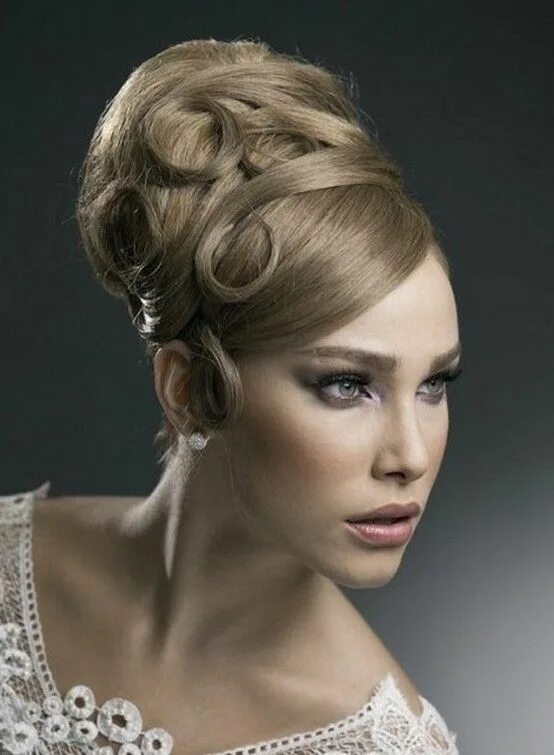 Прическа 8 Updo hairstyle with curls pinned over updo. Hairstyle collection. ***** Referenc