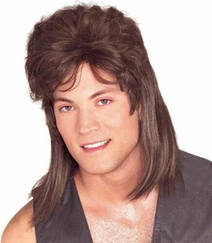 Прическа 80 х годов мужская длинные волосы Mullet Wig Black Blonde Brown Mens Longhair Costume Adult Redneck Hillbilly. eBa