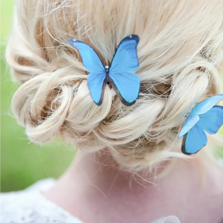 Прическа бабочка на длинные волосы @Flutter_Designs posted to Instagram: A lovely 'Something Blue' touch with silk 