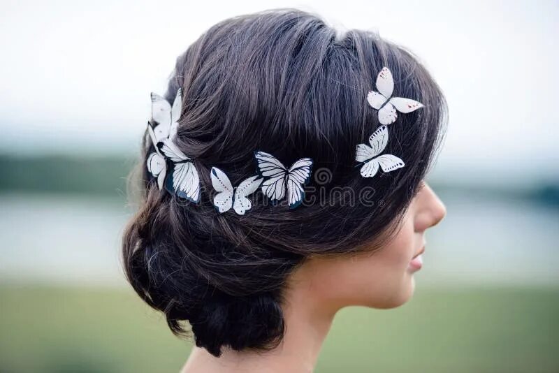 Прическа бабочка на длинные волосы Creative Hairstyle with Butterflies in Your Hair Stock Image - Image of model, b