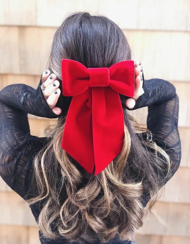 Прическа бантиком фото Red Velvet Hair Bow Barrette, Large Hair Bow, Christmas Hair Bow, Brigitte Hair 