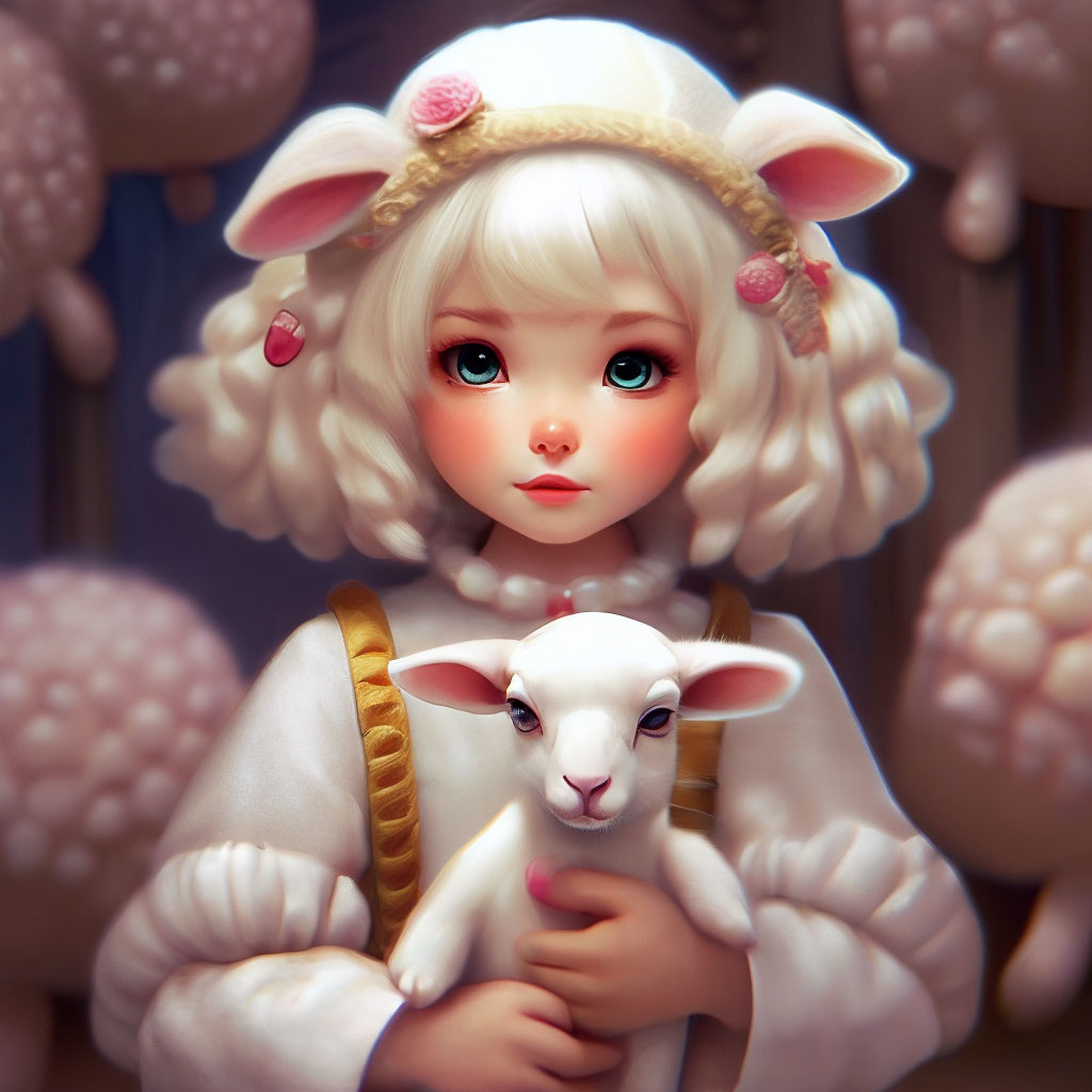 Прическа барашек для девочки "Marshmallow lamb girl" - image created in Shedevrum