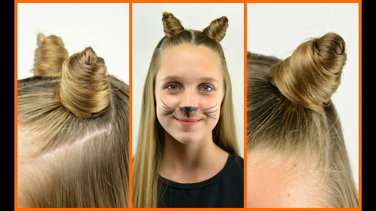 Прическа белка для девочки DIY Cat Ears (with your own hair) Halloween BabesInHairland.com - YouTube