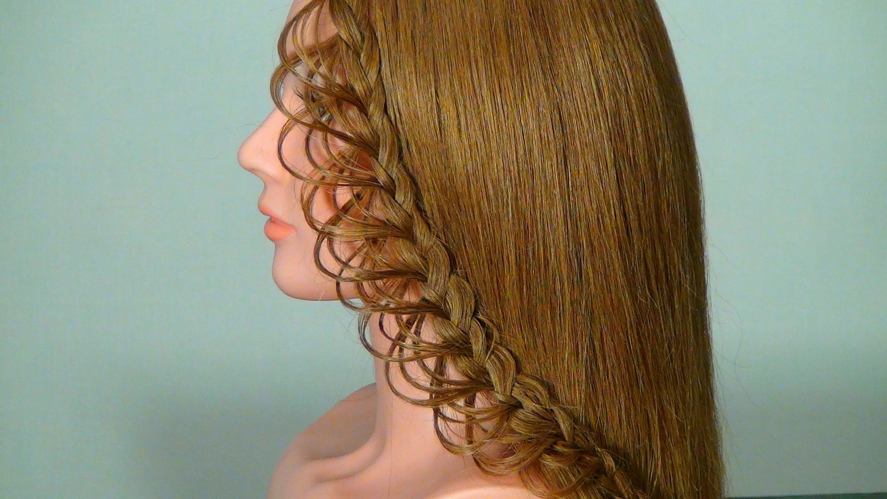 Прическа березка Плетение ажурной косички на длинные волосы. Braided hairstyle Medium hair styles