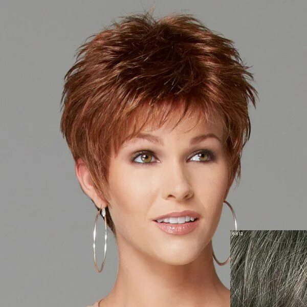 Прическа без укладки женские Spiffy Short Side Bang Fashion Shaggy Wavy Capless Human Hair Wig For Women Wig 