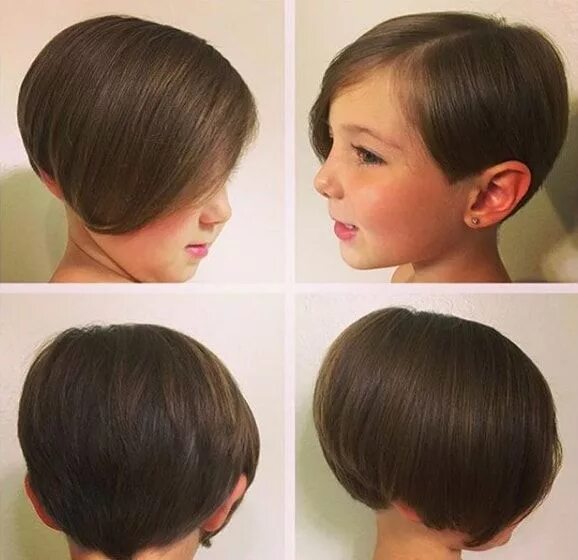 Прическа боб для девочки Short With Extravagant Bangs On The Sides in 2019 Girl haircuts, Kids bob haircu