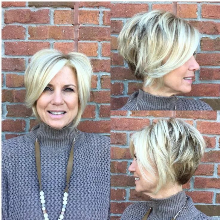 Прическа боб на короткие женщин 50 Short Layered Blonde Bob Cabelo curto, Cortes de cabelo curto para mulheres, Cab