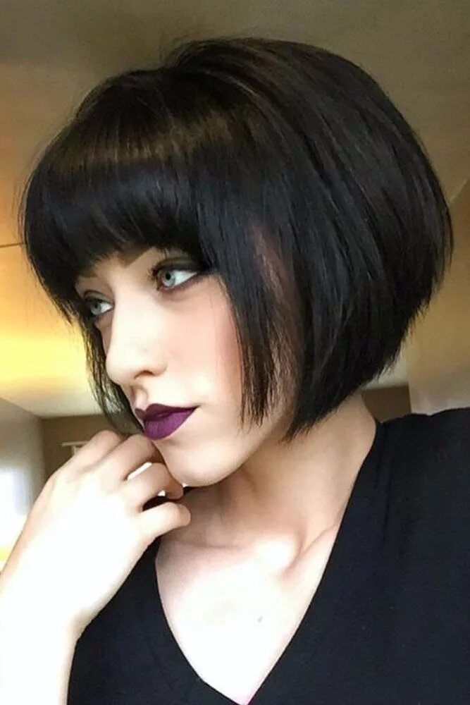 Прическа боб с челкой средние волосы 51 New Short Bob Hairstyles This Season Short haircuts with bangs, Short straigh