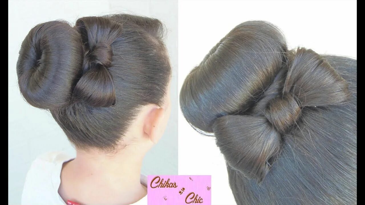 Прическа бублик для девочки на длинные Donas para el cabello ideal para todo tipo de peinados. Bow hairstyle, Girly hai