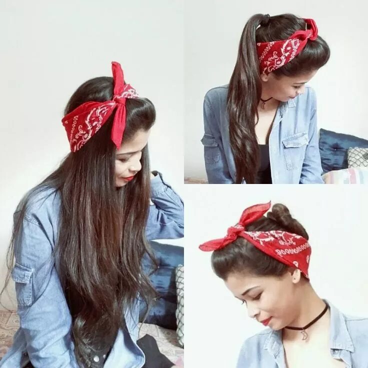 Прическа бублики с банданой для девочки TUTORIAL: 6 formas de usar bandana #bandana #Formas #tutorial #usar Scarf hairst