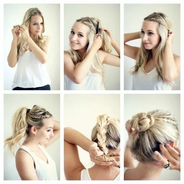 Прическа быстро и красиво сама себе Beauty how to: braided bun tutorial This chick's got style Braided bun hairstyle