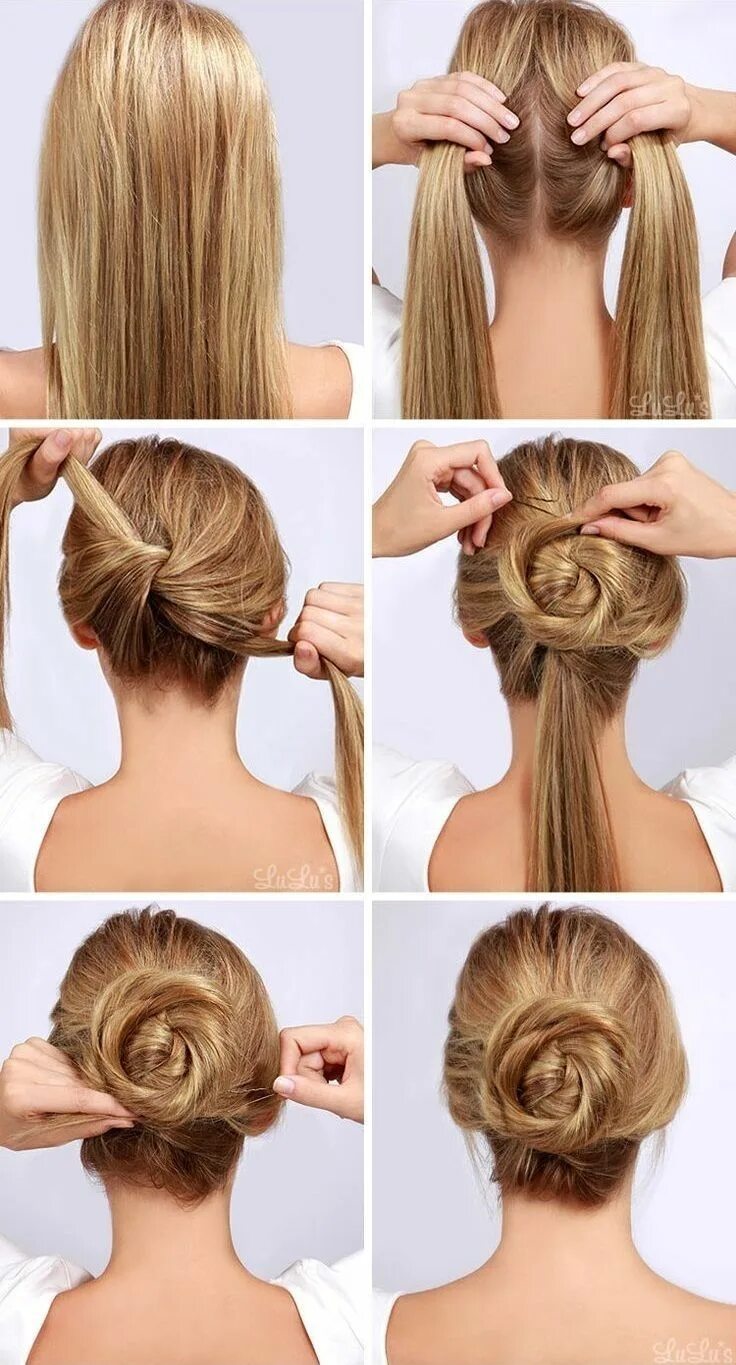 Прическа быстро и красиво в домашних How to make a hairstyle to yourself at home: step-by-step photos #hairstyle #pho