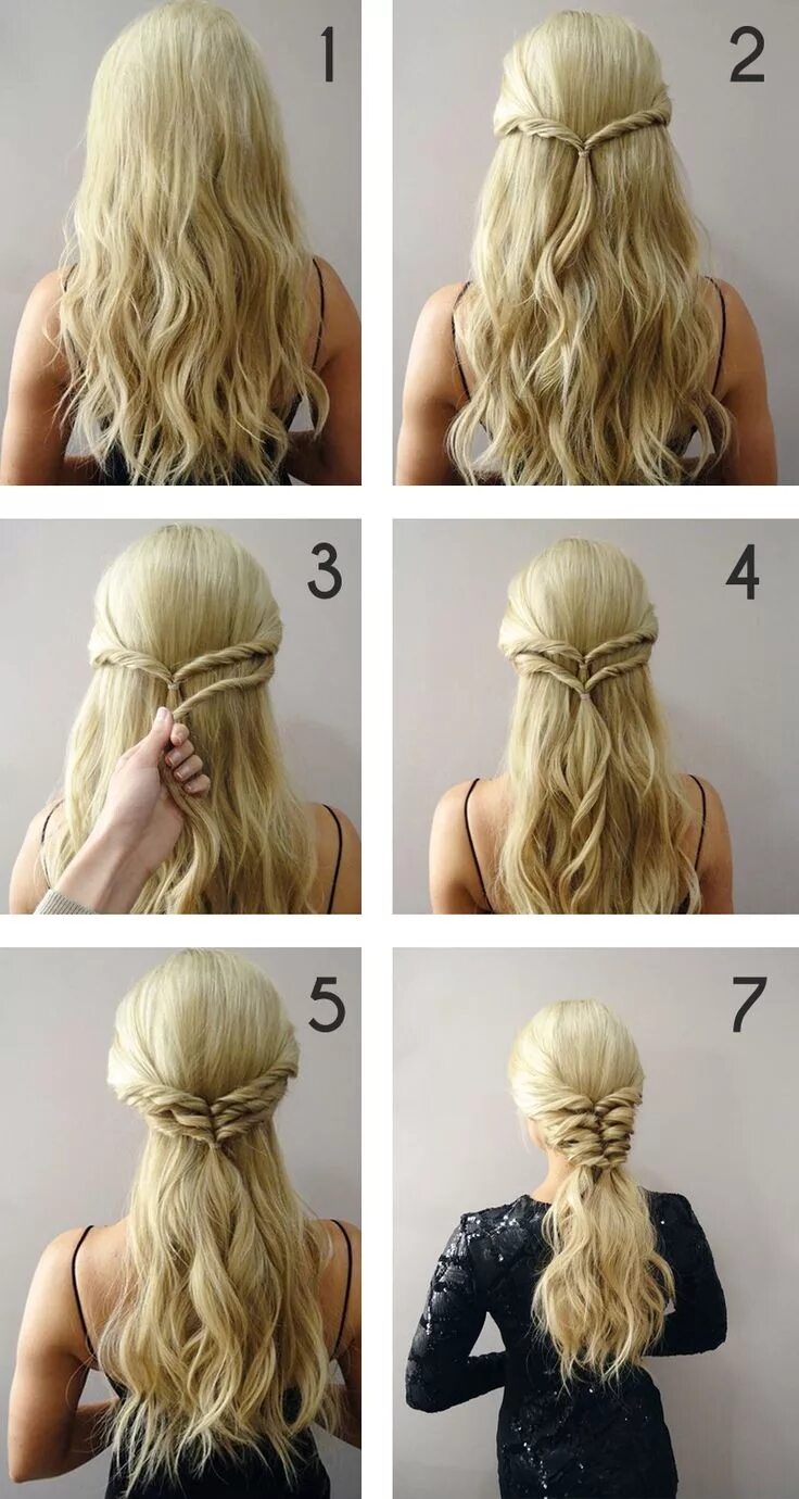 Прическа быстро и легко на длинные Pin en Braided Hairstyles