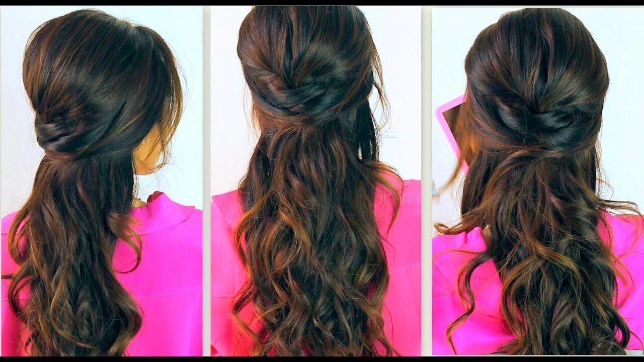 Прическа быстро на длинные волосы фото ★ CUTE BACK-TO-SCHOOL HAIRSTYLES EVERYDAY PROM CURLY HALF-UP UPDOS FOR MEDIUM LO