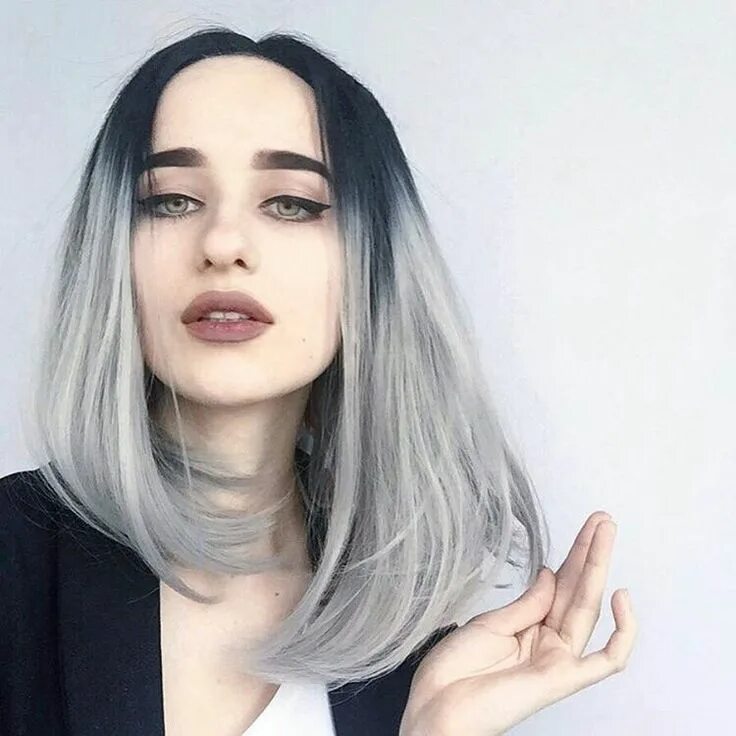 Прическа черно белые волосы Pin by Мария on Серый цвет волос Grey ombre hair, Hair setting, Ombre hair color