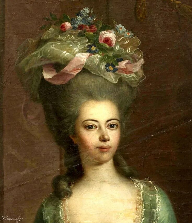 Прическа дамы Juliane Fürstin zu Schaumburg-Lippe, 1781, by Johann Heinrich Tischbein the Elde