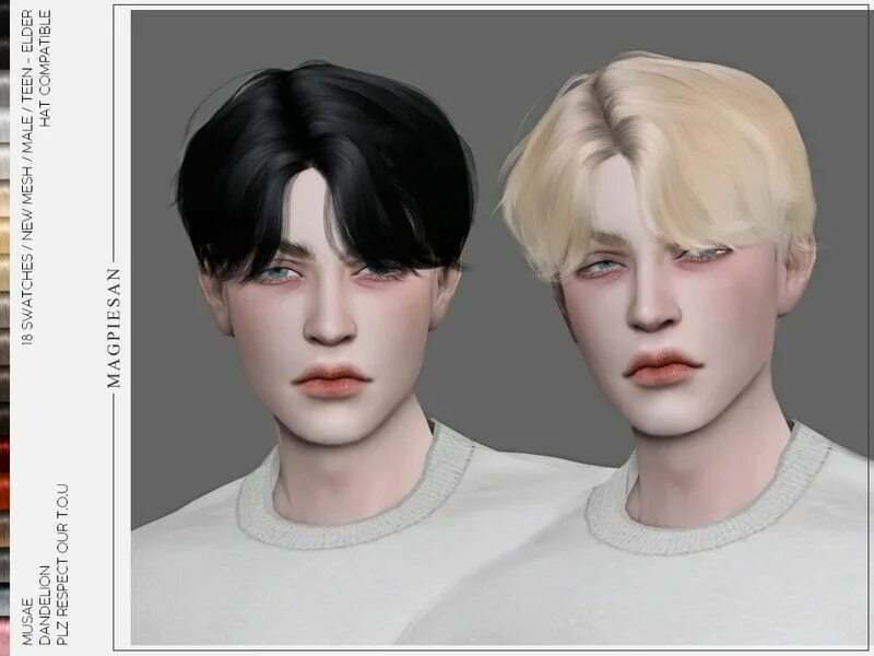 Прическа дед инсайда короткие волосы magpiesan's Dandelion Hair Sims hair, The sims 4 skin, Sims 4 hair male