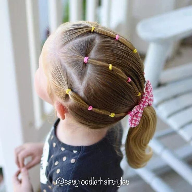 Прическа детская на короткие волосы с резиночками Airy Easy Neat Summer Toddler Ponytail in Bow for Short Straight Hair #Summerhai