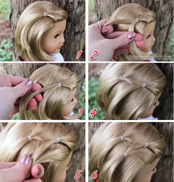 Прическа девочке на короткие волосы поэтапно How to do short doll hairstyle American girl doll hairstyles, American girl hair