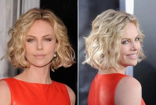 Прическа диффузором на средние волосы Charlize Theron Prom hairstyles for short hair, Short hair styles, Grey hair sty