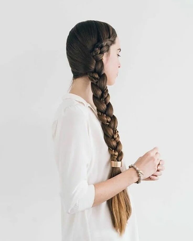 Прическа длинные косички Braided braid, my favourite!! ♥ #braidedbraid #whitetop #longhair #brownhair #sa