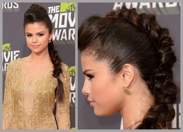 Прическа длинные волосы назад How To Hair: Selena Gomez' Pompadour Braided Hairstyle