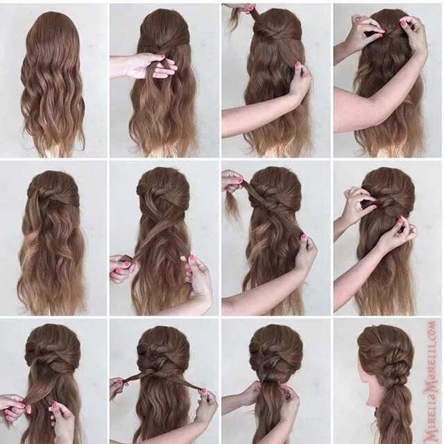 Прическа длинные волосы пошаговое фото Step by Step New YouTube! MirellaManelli.com Easy hairstyles, Simple prom hair, 