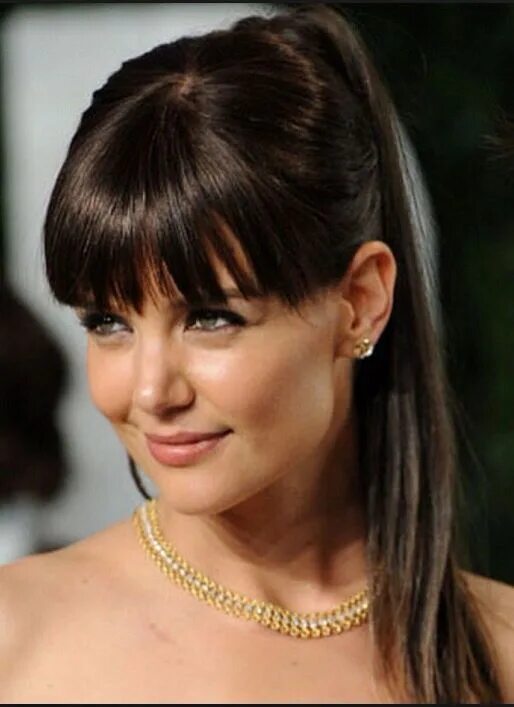 Прическа длинный хвост с челкой High pony with bangs Hair styles 2014, Long hair with bangs, Oscar hairstyles