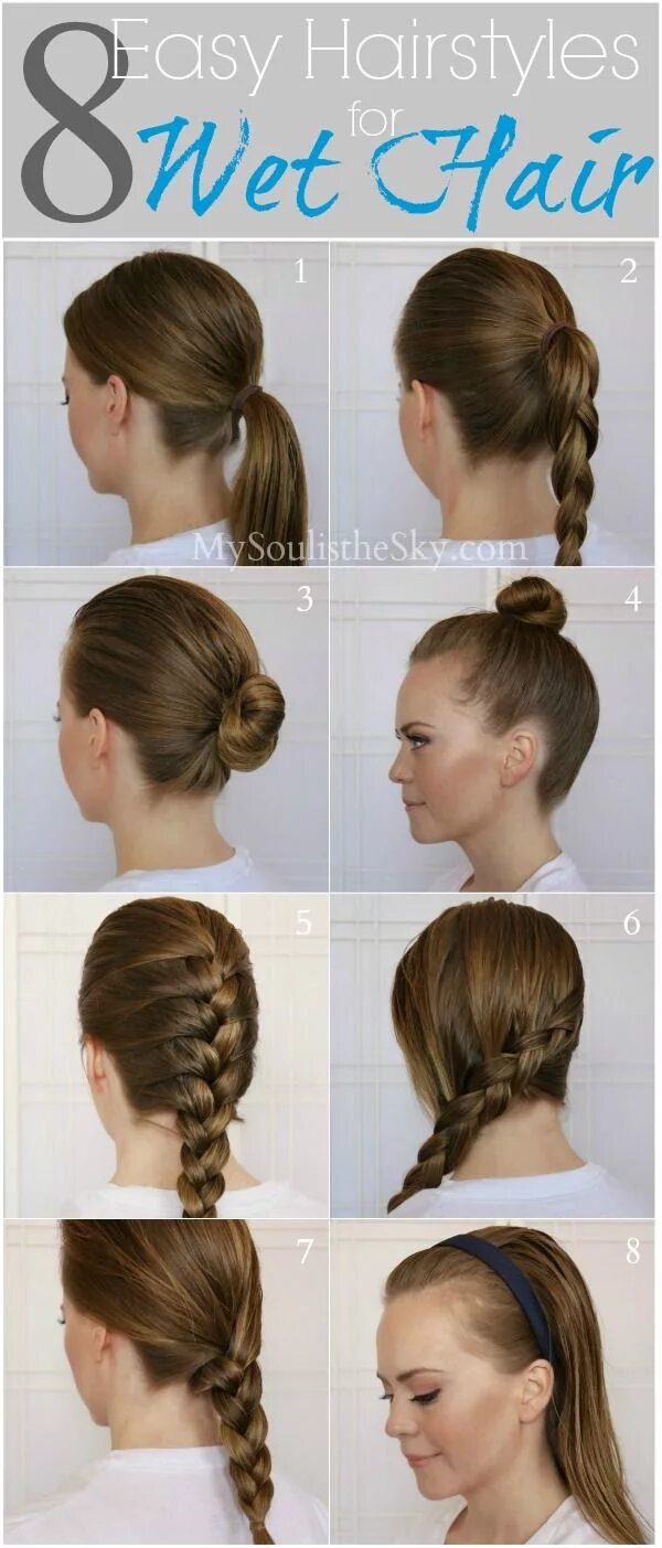 Прическа для бассейна на длинные волосы 8 Easy Hairstyles for Wet Hair - Missy Sue Medium hair styles, Easy hairstyles, 