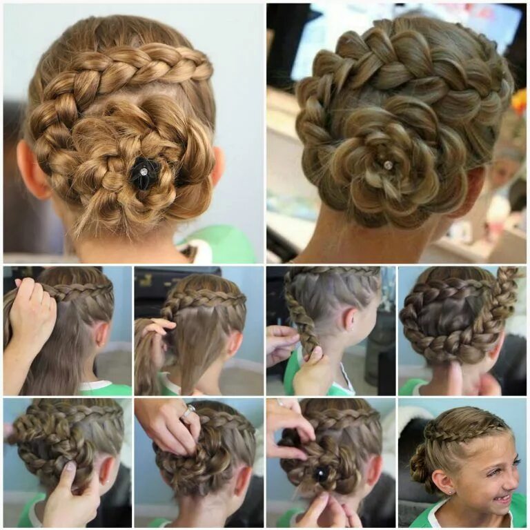 Прическа для девочек фото пошагово косички для девочек по шагам26 Dutch flower braid, Flower braids, Hair tutorials