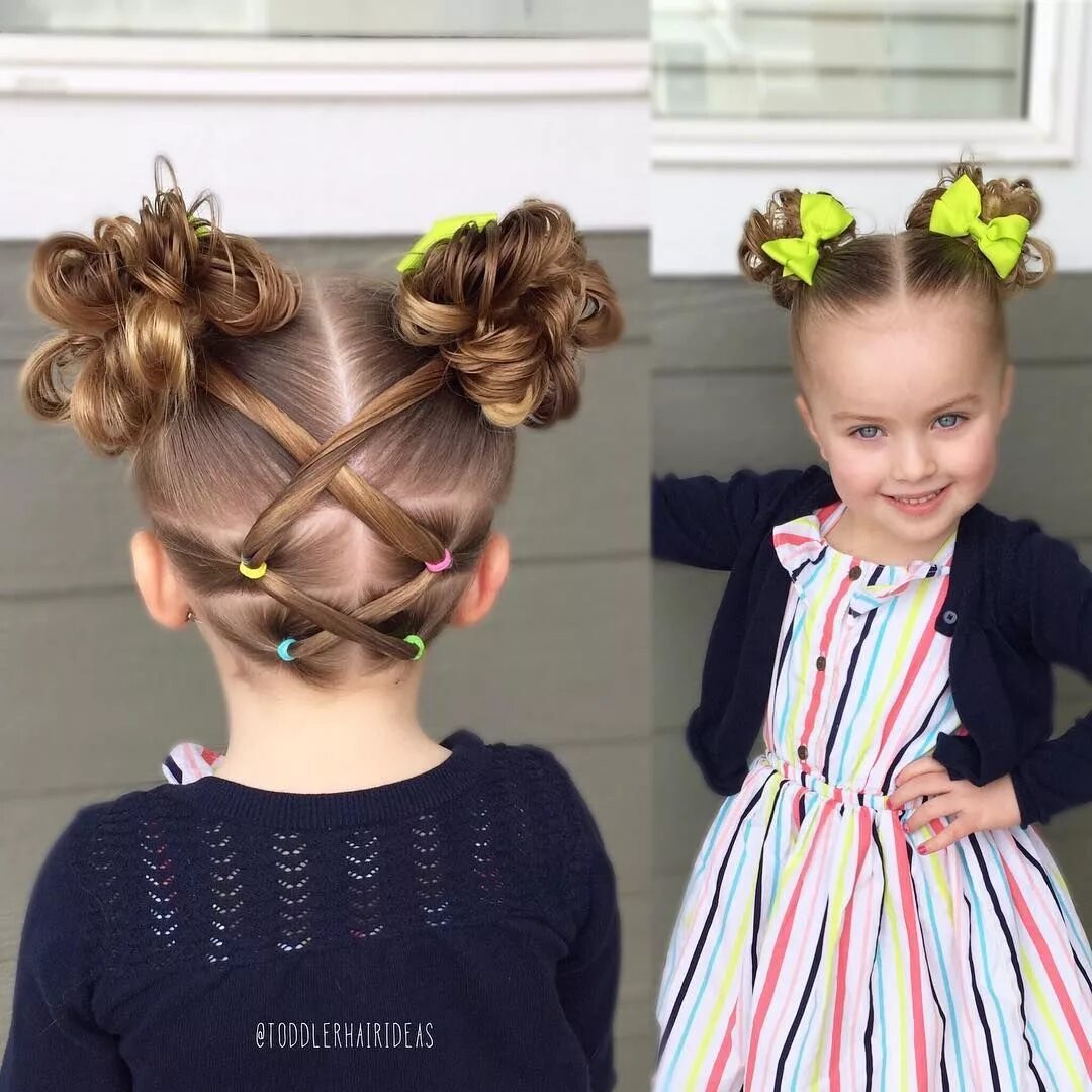 Прическа для девочек шишечки Pin on girls hairstyles