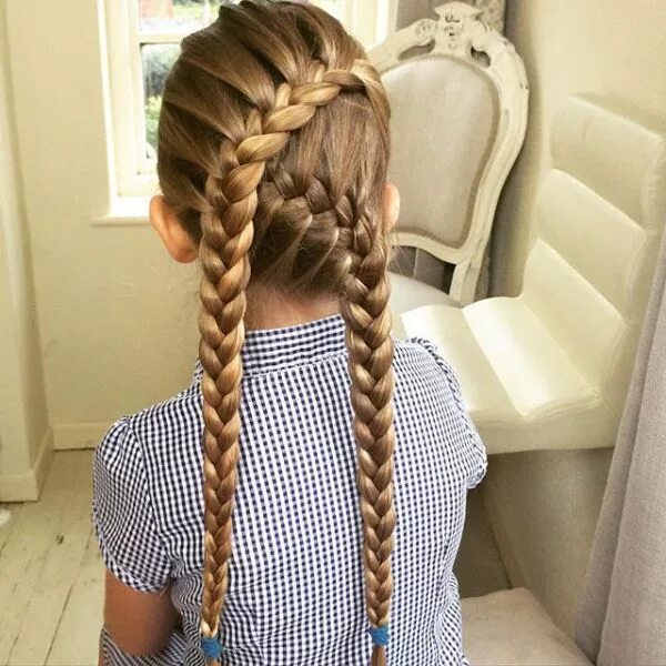 Прическа для девочки две косички спереди Hair styles, Kids hairstyles, Girl hairstyles