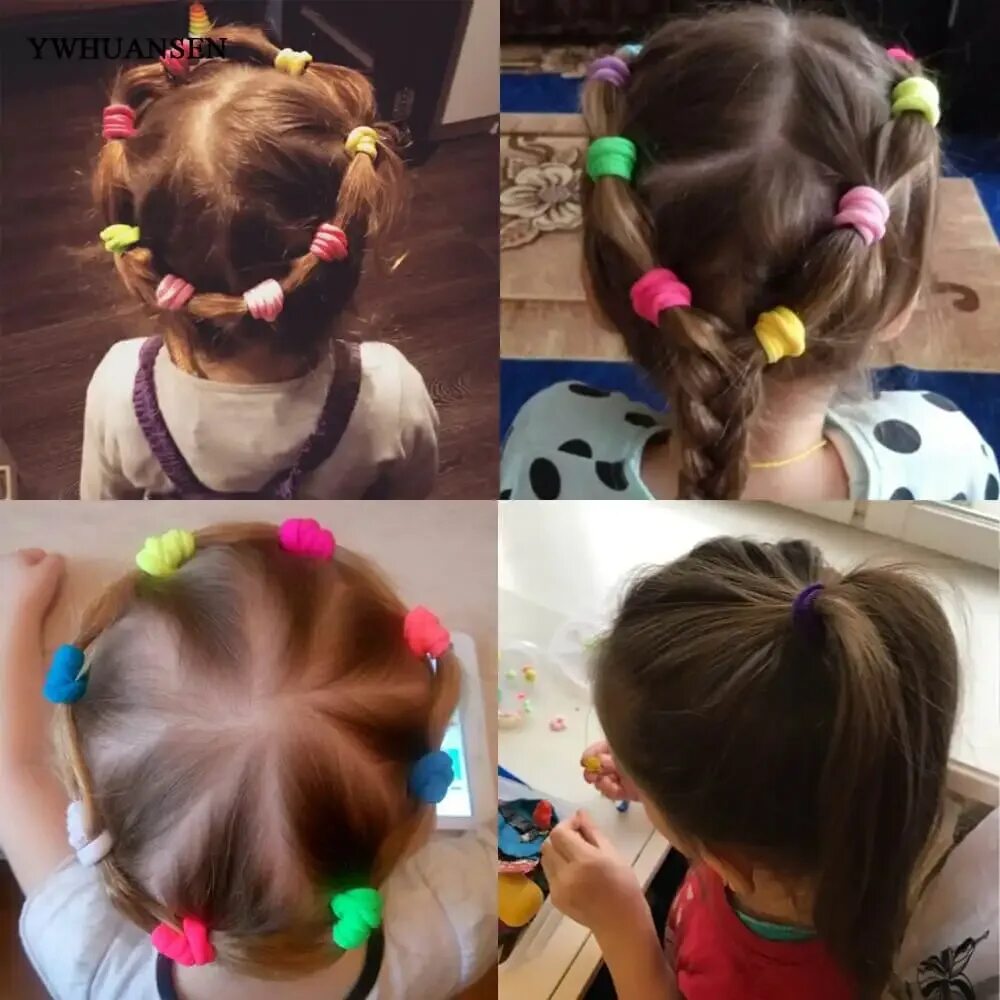 Прическа для девочки хвостики по кругу YWHUANSEN 20 100pcs/bag Great Hair accessories Useful Elastic for the hair Nice 