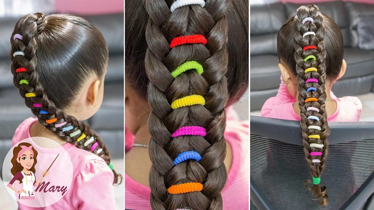 Прическа для девочки из 2 резинок TRENZA ARCOÍRIS PEINADO FACIL PARA ESCUELA PEINADO PARA NIÑAS RAINBOW BRAID - Yo