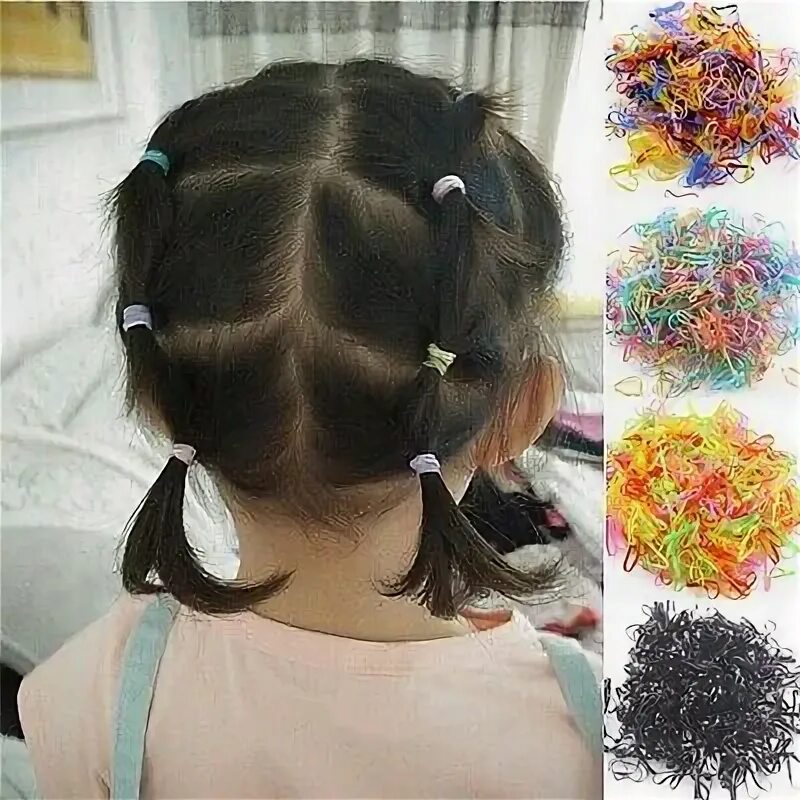 Прическа для девочки много резинок 1000 Pcs Baby Girl Kid Tiny Small Rubber Elastics Bands Hair Ties Bright Colors 