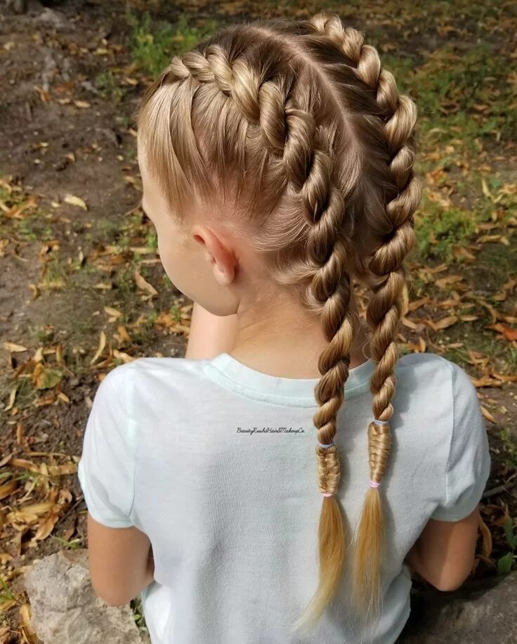 Прическа для девочки на длинные косы Double Rope Twist into Infinity Braids Cute braided hairstyles, Girl hair dos, C