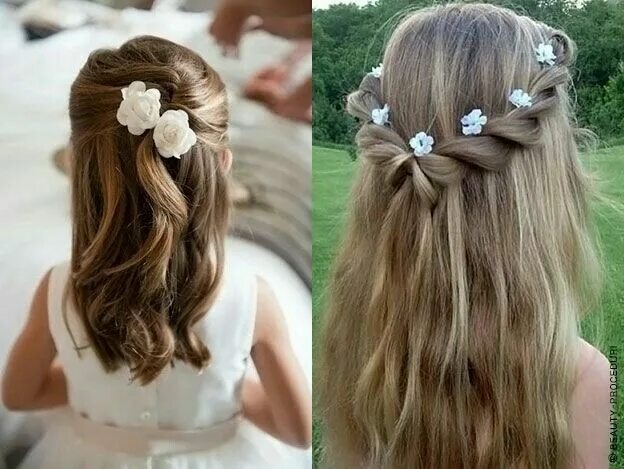 Прическа для девочки на длинные волосы распущенные Pin on Penteado