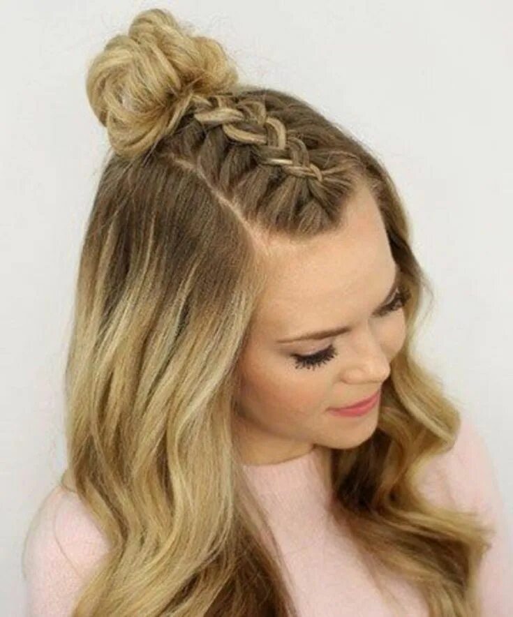 Прическа для девочки подростка на средние волосы #Longhairstyles Long hairstyles in 2019 Braided hairstyles, Curly hair styles, L