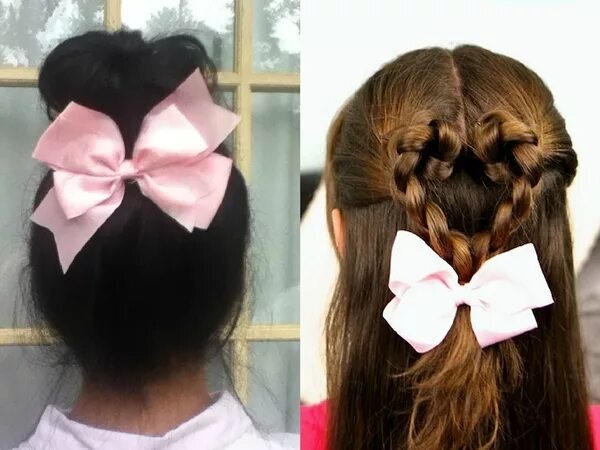 Прическа для девочки с бантом сзади Hairstyles with bows for September 1 with their own hands. Original hairstyles f